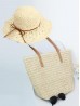 Fashion Weaved Straw Bag & Hat Matching Set (HAT1279-01CRM + BG159802BEG)